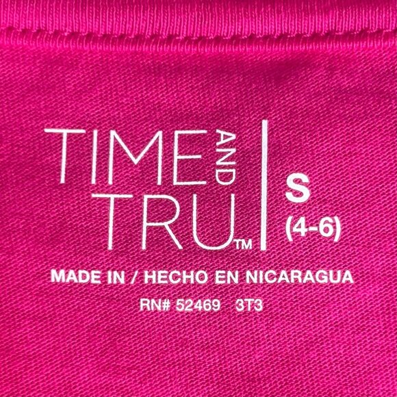 Time And Tru VNeck Relaxed Fit Tee Tshirt Womens Small PInk New - Picture 6 of 10